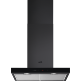 Aeg DBE5681HR 60cm Matt Black Box chimney Hood, Full black glass fronted Touch on Glass, LED Lightin