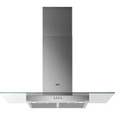 Aeg DTB3954M 90cm Transparent Glass Wall Chimney Hood, Mechanical Push Buttons, LED Lighting, 3 Spee