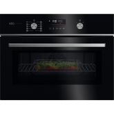 Aeg GK6NK40FB 59.5cm Compact Combi Microwave Oven - Gloss Black with Steel Trim