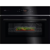 Aeg GK7NK62FB 59.5cm Compact Combi Microwave Oven - Gloss Black with Steel Trim