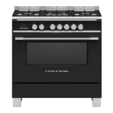 Fisher And Paykel OR90SCG4B1 900mm Wide Classic Black Single Cavity Oven with Gas Hob, Full Width Pa