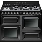 Smeg TR4110BL1 110cm Victoria Dual Fuel Range Cooker Black