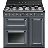 Smeg TR93GR 90cm Victoria Dual Fuel Range Cooker Slate Grey
