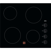 Aeg HK614000CB 60cm Ceramic Hob, 4 Cooking Zones, Rotary side controls
