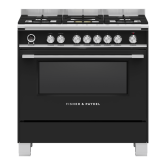 Fisher And Paykel OR90SCG6B1 900mm Wide Classic Black Single Cavity Pyroclean Oven with Gas Hob, Ful