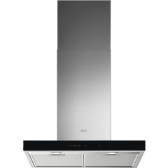 Aeg DBE5661HG 60cm Stainless Steel Box chimney Hood, Full black glass fronted Touch on Glass, LED Li