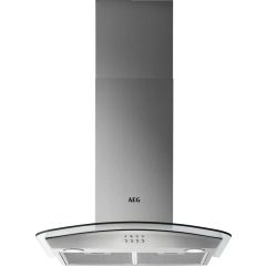 Aeg DTB3653M 60cm Curved Glass Wall Chimney Hood, Mecanical Push Buttons, LED Lighting, 3 Speeds, Ch