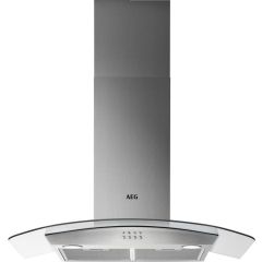 Aeg DTB3953M 90cm Curved Glass Wall Chimney Hood, Mecanical Push Buttons, LED Lighting, 3 Speeds, Ch