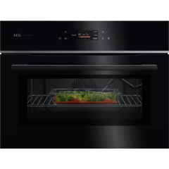 Aeg GK7NK62FB 59.5cm Compact Combi Microwave Oven - Gloss Black with Steel Trim