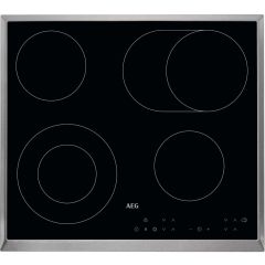 Aeg HK634060XB 60cm Ceramic Hob, 4 Cooking Zones including 2 Dual Zone Hilight, Touch Controls. Opti