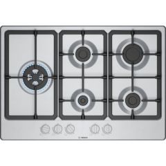 Bosch PGM7B5K90 75cm, 5 burners, 3.3kW Wok, 3 Dishwasher suitable cast iron pan supports, new standa