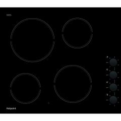 Hotpoint HR620RH 60CM 6 Levels Electric Ceramic Hob - Black - Dial Control - 4 Zones With Residual H