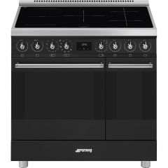 Smeg C92IPMB2 90cm Black Double Cavity Pyrolytic Cooker with Induction Hob