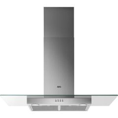 Aeg DTB3954M 90cm Transparent Glass Wall Chimney Hood, Mechanical Push Buttons, LED Lighting, 3 Spee